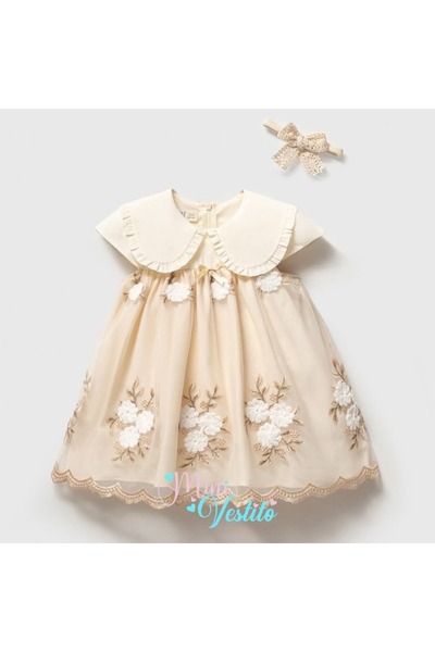 MiniVestito Evelyn Bandanalı Çiçek Desenli Astarlı Tüllü Elbise 🎁🎁