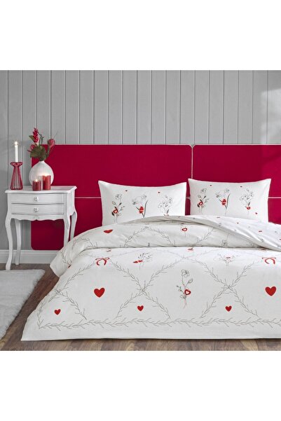Taç Amoura Glowlu Ranforce Double Duvet Cover Set Red