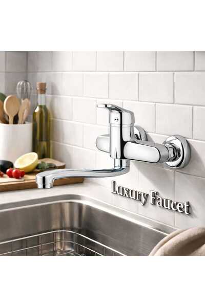 luxury faucet Duvardan Alttan Borulu Sıcak Soğuk Çift Su Borulu Mutfak Batary...