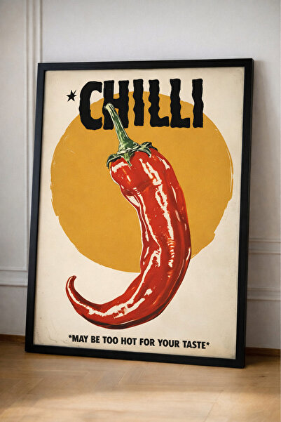 artera casa Chilli Retro Duvar Tablosu – Siyah Çerçeveli Dekoratif Poster