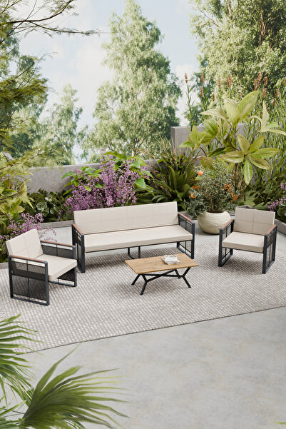 Wood House SERA BAHÇE TAKIMI (antrasit-bej)