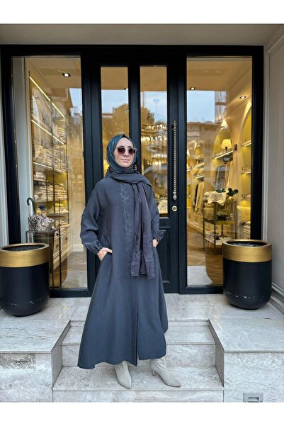 MissWhence 38514 İşlemeli Kadın Elbise PETROL YEŞİLİ