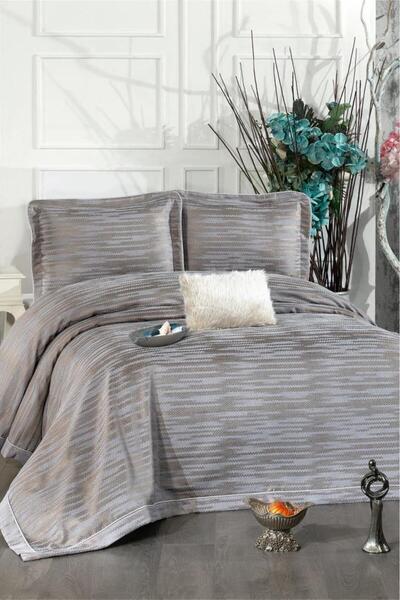 Çeyiz Diyarı Alina Chenille Double Bedspread 260X260 cm Gray