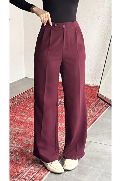 asfamoda Pantaloni de damă din țesătură, model coreean, cu talie înaltă, plis...