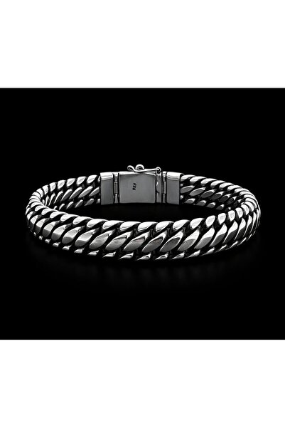 ASİL SİLVER ONLİNE 925 Ayar Gümüş Taşsız 12 mm Eninde Bali Erkek Bilekliği