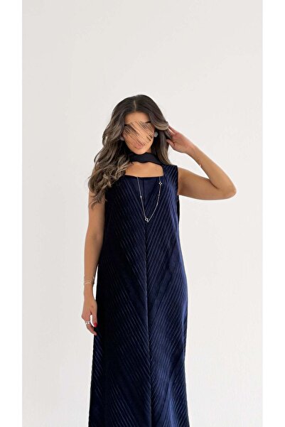 AYA MWJ018 - Suede jalabiya with added outer shawl