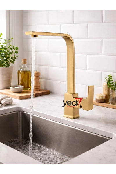 Fualora Square Model Matte-Gold Kitchen Sink Faucet