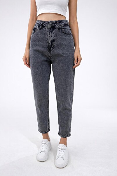 BEES JEANS Maria Women's Anthracite Super High Waist Lycra Mom Jean Jeans