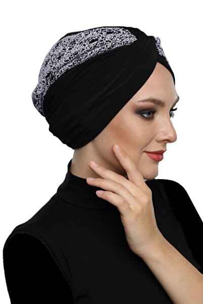 elysianfidan عمامة جاهزة من نوع كروس بوكلت باللونين الأسود والرمادي، غطاء رأس...