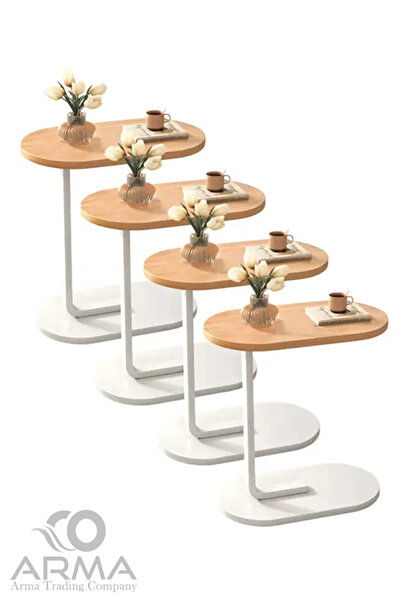 co arma 4-piece set - Modern coffee table | C-shaped side table with wooden t...