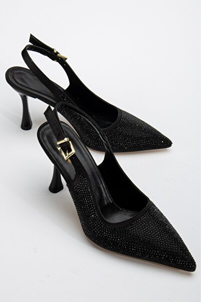 BY BERLE SHOES حذاء نسائي بكعب عالٍ مفتوح من الخلف باللون الأسود