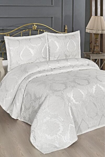 Çeyiz Diyarı غطاء سرير مزدوج من رافون شينيل مقاس 230×250 سم كريمي اللون