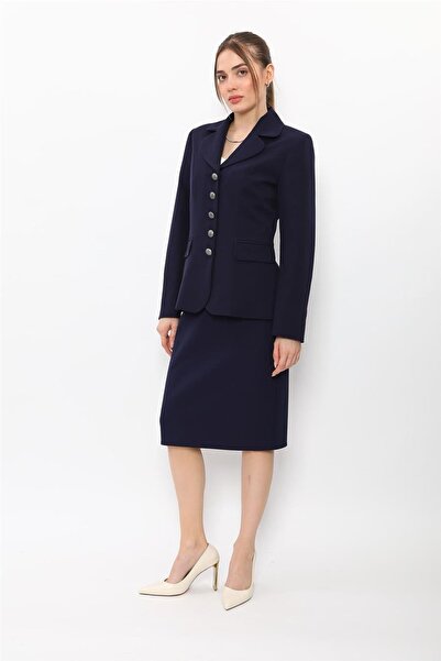 ÖNDER ÖZSOY Baby Collar Buttoned Classic Jacket & Short Pencil Skirt Women's ...
