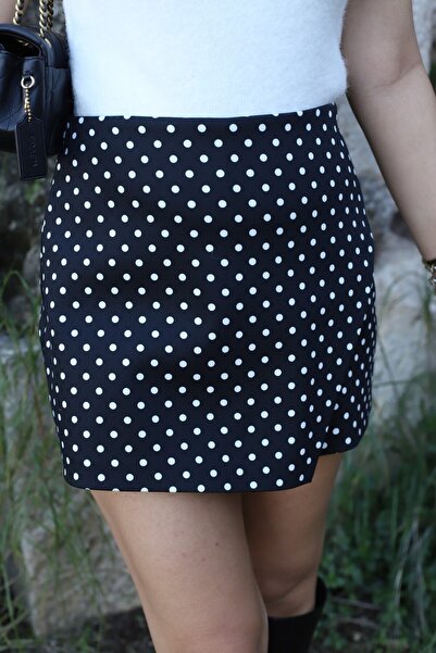 bytugcekaya Black polka dot mini skirt shorts