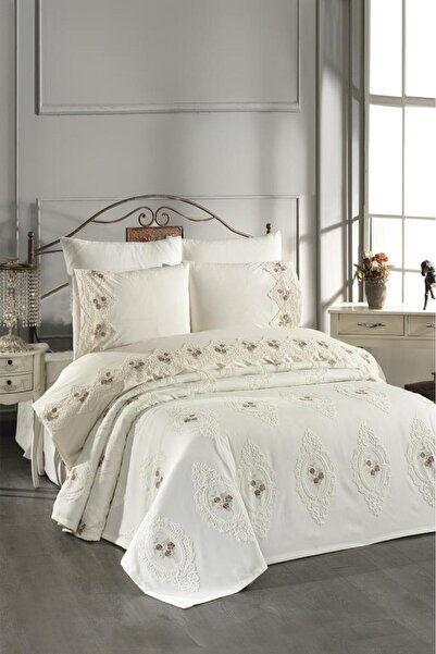 Çeyiz Diyarı طقم عروس من جاردن لوف مكون من 7 قطع من الشانيل المطرز باللون البيج