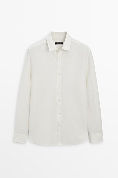 Massimo Dutti Regular fit keten karışımlı gömlek