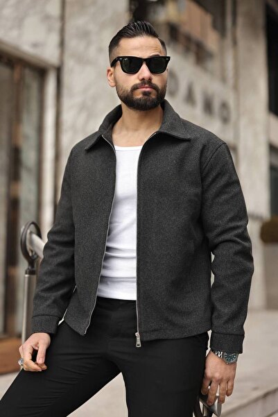 BASEL.CO Men's Polo Collar Tok Duruşlu Cashmere Jacket