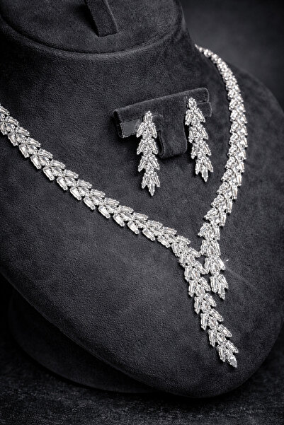 OSMANLI GÜMÜŞ Zirkon Su Yolu Set Rodyum Kaplama Sia Model Düğün Seti Nişan Se...