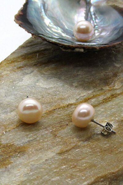 Anpiel Gerçek İnci Pembe Top Küpe (7mm)