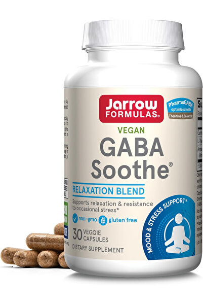 Jarrow Formulas GABA Soothe - 30 Veggie Capsules - Relaxation and Occasional ...