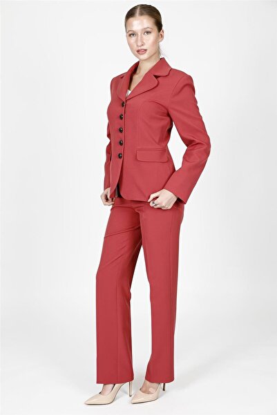 ÖNDER ÖZSOY Baby Collar Buttoned Classic Jacket & Pocketed Trousers Women's S...