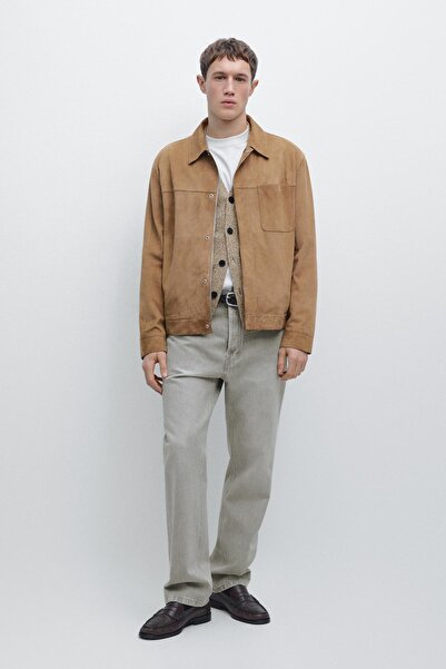 Massimo Dutti Süet deri cep detaylı ceket