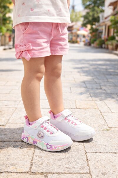 minibonito Girls' Velcro Sneakers (Heart Detail)