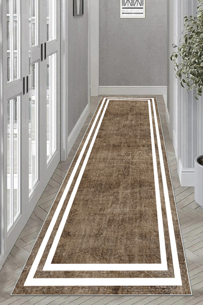 Thalia Home Kaymaz Tabanlı Yıkanabilir Baskılı Yolluk Halı Mutfak Halısı