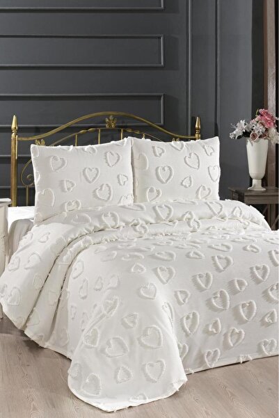 Çeyiz Diyarı Pure Love Set de lenjerie dublă din 3 piese, crem