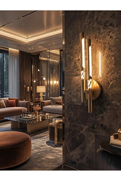 VAV AVİZE Arvin Premium Eskitme Gold Duvar Apliği - 3 Renk LED Modern Dekorat...