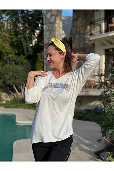 Punta Otantik Yg27050 Boheme Written Italian Knitwear Blouse Ecru