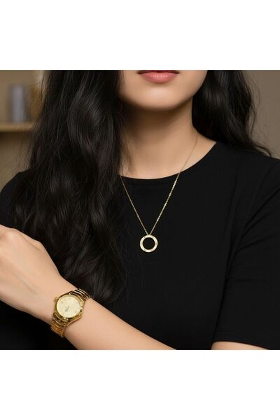 GLAMORA Women's water-resistant watch with a zircon pendant and a luxurious box