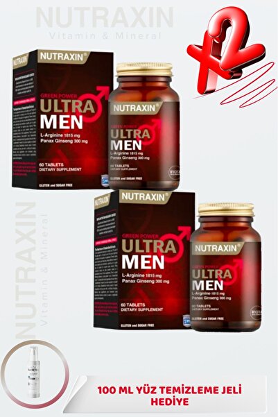 Nutraxin Green Power Ultra Men L-Arginine 60 Tablet 2 ADET + 100ml Yüz Yıkama...