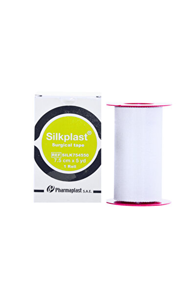 SILKPLAST شريط جراحي، لفة واحدة، 7.5 سم × 5 م