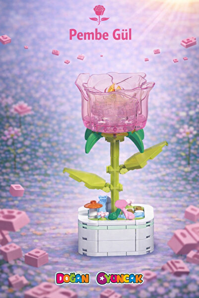 Doğan Oyuncak Dünyası ميكرو بلوك كريستال وردي على شكل زهرة الورد ليغو - مجموع...