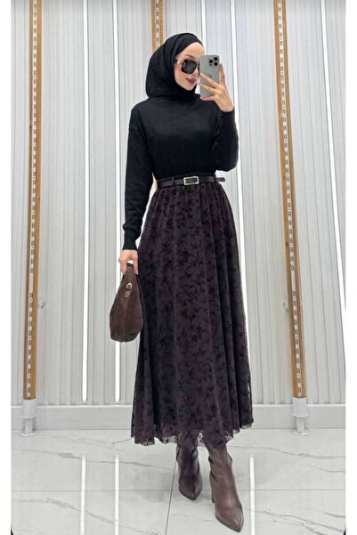 Eykadesign Astarlı Flok Tül Etek