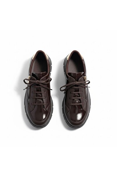 NE&VE SHOES Brown Leather Zippered Women's Daily Comfortable Casual Shoes