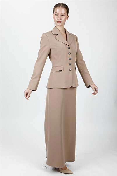 ÖNDER ÖZSOY Baby Collar Buttoned Classic Jacket & Square Pocket Long Bell Ski...