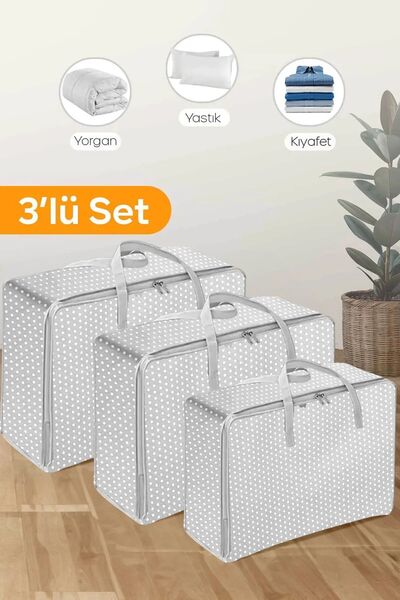 ROYALHOUSE 3 Boy Yorgan, Yastık, Kıyafet Hurcu - Antrasit