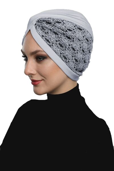 elysianfidan Turban instantanee în formă de cravată, gri-albastru închis, pen...