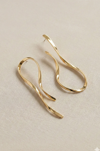 AURRARİ Gold Long 2-Piece Earrings