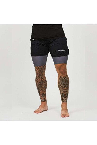 GymBeam Pantaloni scurți 2 în 1 pentru bărbați, gri, negru