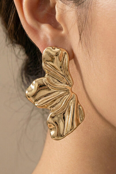 AURRARİ Gold Premium Kararmaz Hafif 3 Yaprak Küpe