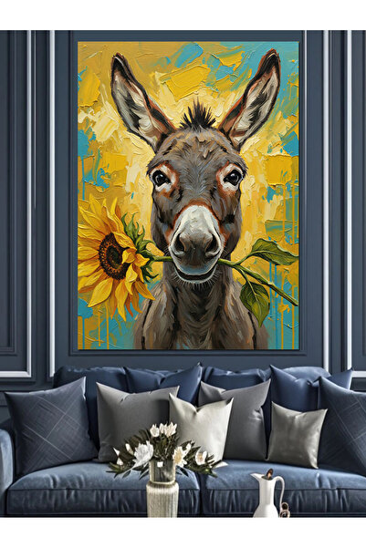 KanvasSepeti Drăguț cu floarea-soarelui, pictură în ulei de înaltă calitate, ...