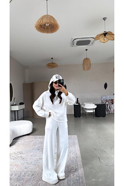 Buket Teke Set ecru din twill cu glugă și textură moale