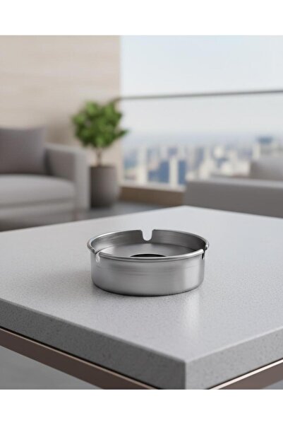 GörSeç Set de 5 scrumiere din oțel inoxidabil Scrumiere metalice cu recipient...