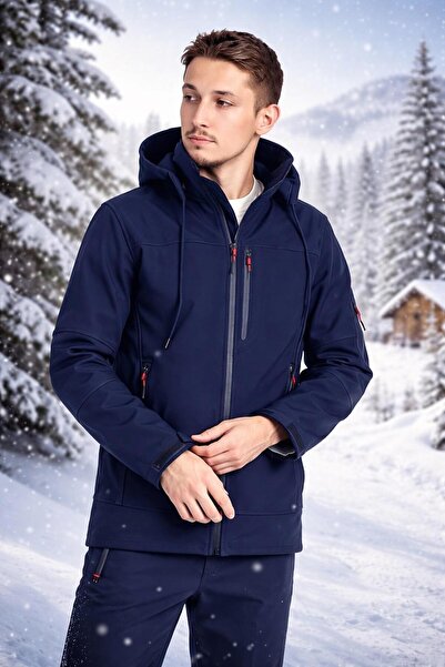 Vatan Tekstil Men's Slim Fit Softshell Hooded Men's Coat Water Repellent Wind...