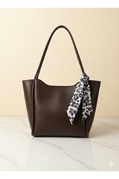 Zeyne Brown Zippered Zyn03 Faux Leather Scarf Gift Women's Shoulder Bag