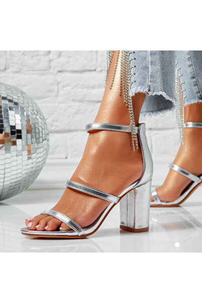 Zaira Women's Sandals with Heels Miriam Silver #15505 - 38