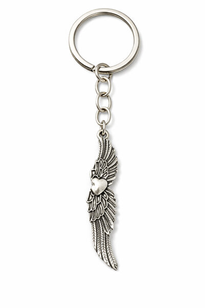 Yuchicly شكل جناح طويل معدني سلسلة مفاتيح ميتال سلسلة مفاتيح